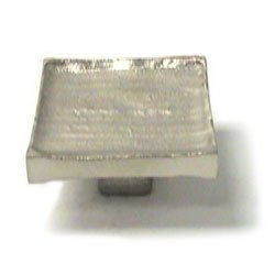 Medium Square Brass Knob in Brushed Nickel